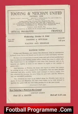 Tooting Mitcham v Walton Hersham 1946 – FA Cup Replay