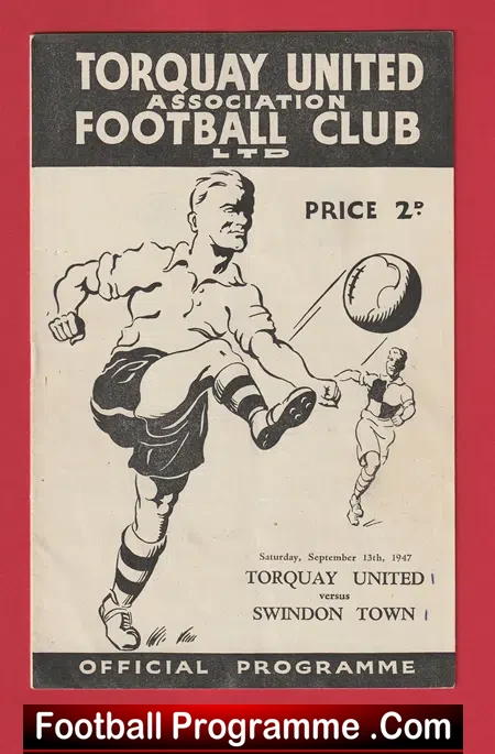 Torquay United v Swindon Town 1947 – 1940s Programme