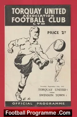 Torquay United v Swindon Town 1947 – 1940s Programme