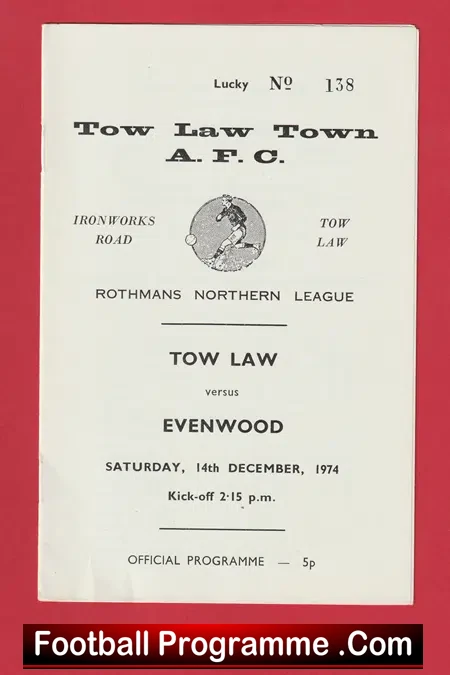 Tow Law Town v Evenwood 1974 – Northern League