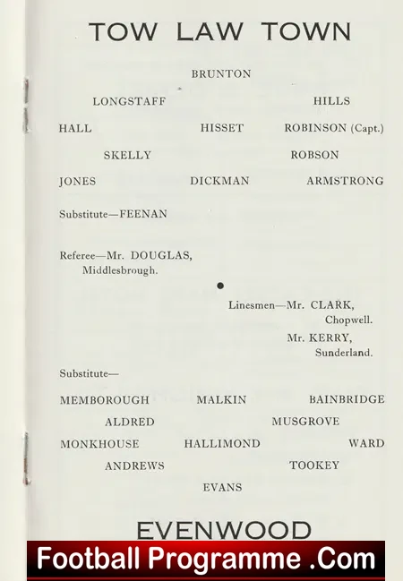 Tow Law Town v Evenwood 1974 - Northern League