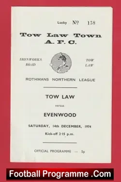 Tow Law Town v Evenwood 1974 – Northern League
