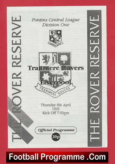 Tranmere Rovers v Liverpool 1995 – Reserves Match