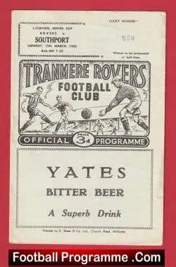 Tranmere Rovers v Southport 1962 – Liverpool Senior Cup