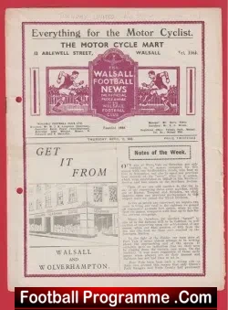Walsall v Torquay United 1948 – 1940s Programme