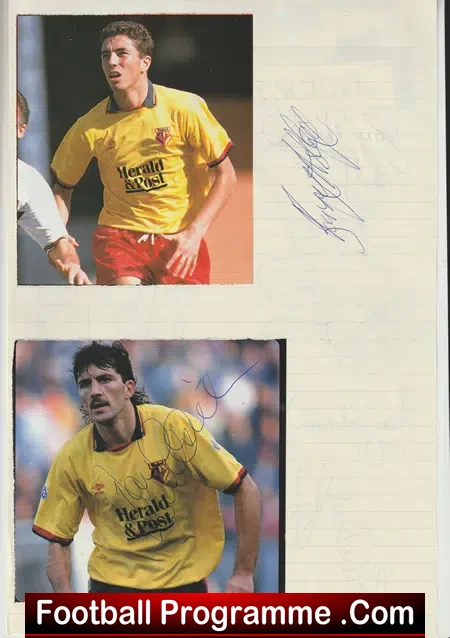 Watford Football Club 1990 1991 Multi Autographed SIGNED