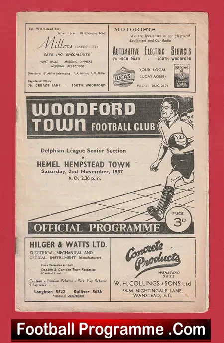 Woodford Town v Hemel Hempstead Town 1957 – Delphian League