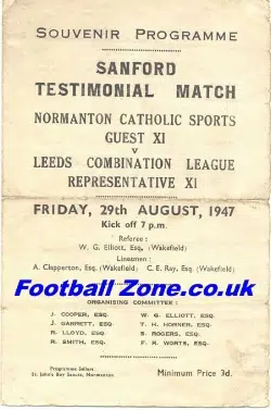W O Sanford Testimonial Benefit Normanton v Leeds United 1947