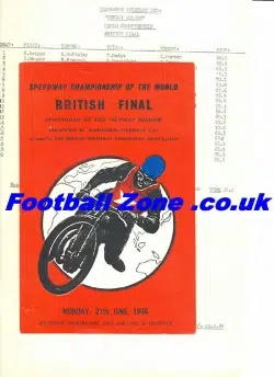Speedway Championship World British Final 1966 + Sheet