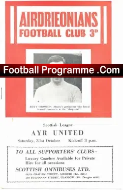 Airdrieonians Airdrie v Ayr United 1959