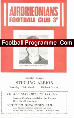 Airdrieonians Airdrie v Stirling Albion 1960 – Scotland