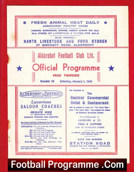 Aldershot v Port Vale 1949