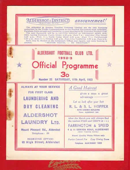 Aldershot v Torquay United 1953