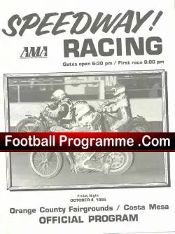America Speedway Racing Orange County Fairgrounds 1985 - speedway programme