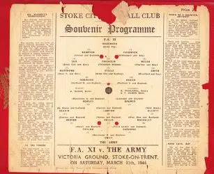 Army v FA XI 1944 – at Stoke City – Very rare !