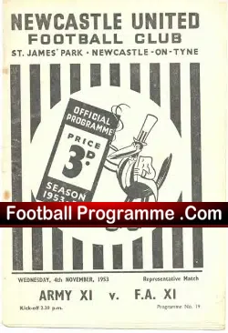 Army v FA XI 1953 – at Newcastle