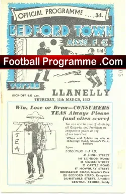 Bedford Town v Llanelly 1953