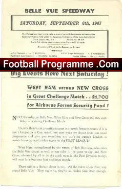 Belle Vue Speedway Programme 1947