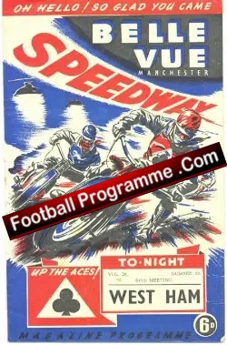 Belle Vue Speedway v West Ham 1953 - speedway programme
