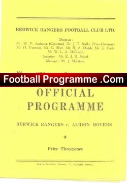 Berwick Rangers v Albion Rovers 1960