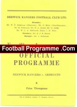 Berwick Rangers v Arbroath 1962