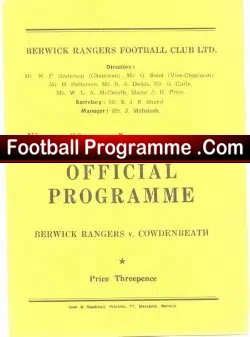 Berwick Rangers v Cowdenbeath 1962