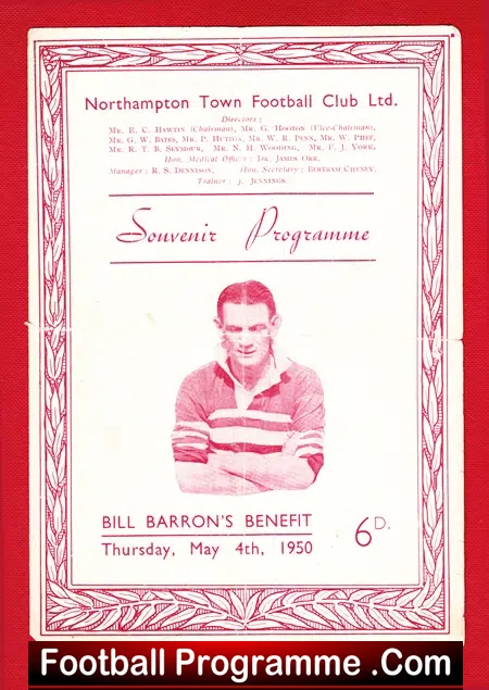 Bill Barron Testimonial Benefit Match Northampton Town 1950