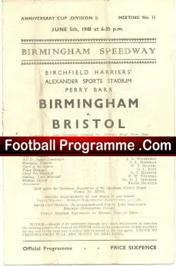 Birmingham Speedway v Bristol 1948