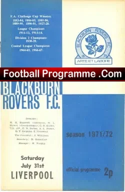 Blackburn Rovers v Liverpool 1971