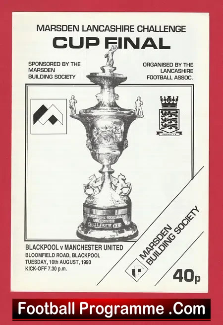 Blackpool v Manchester United 1993 Lancashire Cup Final David Beckham