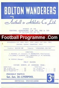 Bolton Wanderers v Liverpool 1957 – Friendly Game
