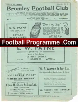 Bromley v Dulwich Hamlet 1949 - football programme