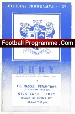 Bury v Maccabi Petah Tiqva 1957 – Jewish Football Team