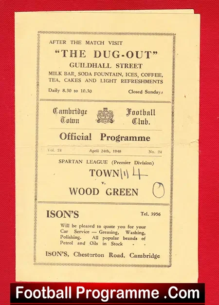 Cambridge Town v Wood Green 1948