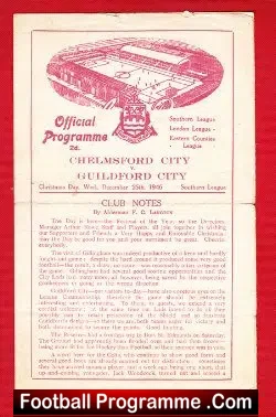 Chelmsford City v Guildford City 1946 – Football Programme