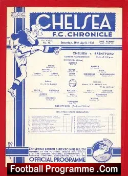 Chelsea v Brentford Town 1938 – Old 1930s Programme