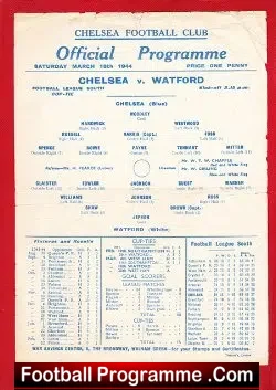 Chelsea v Watford 1944 – War Time Programme