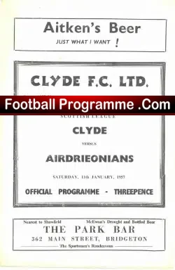 Clyde v Airdrieonians Airdrie 1957