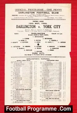 Darlington v York City 1945 – 1940s Football Programme