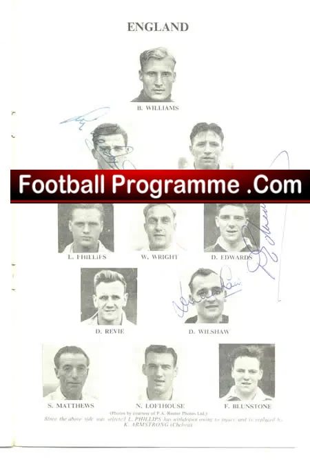 England v Scotland 1955 – Multi Autographs + Duncan Edwards