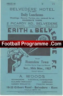 Erith Belvedere v Hounslow Town 1957