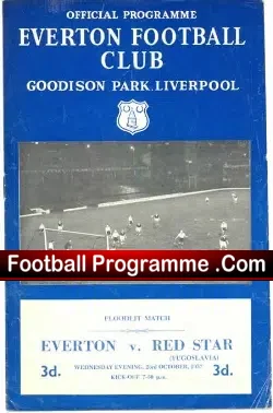 Everton v Red Star Belgrade 1957 - Serbia Team - football programme