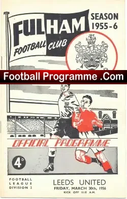 Fulham v Leeds United 1956 - football programme