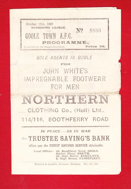 Goole Town v Yorkshire Amateurs 1947 – Amateur Match
