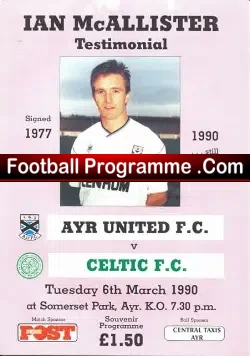 Ian McCallister Testimonial Benefit Match Ayr United 1990
