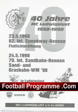 International Speedway Programme 1998