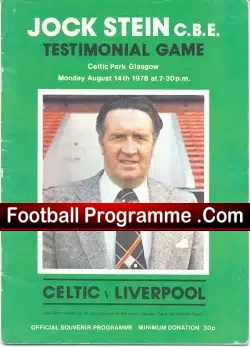 Jock Stein Benefit Match Testimonial Glasgow Celtic 1978 - football programme