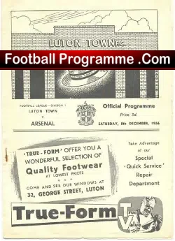 Luton Town v Arsenal 1956 - football programme