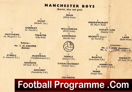 Manchester Boys v Liverpool Boys 1954 – Lancashire Cup Final