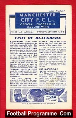 Manchester City v Blackburn Rovers 1945